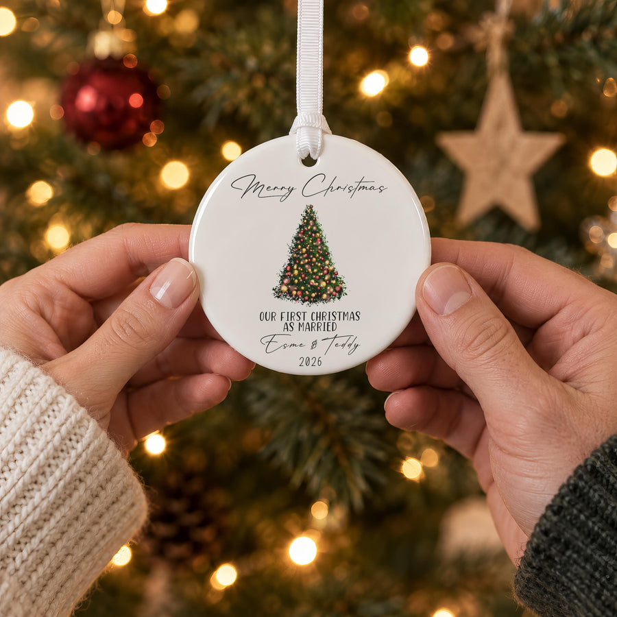 Personalised Married Ceramic Bauble - photo of the finished product