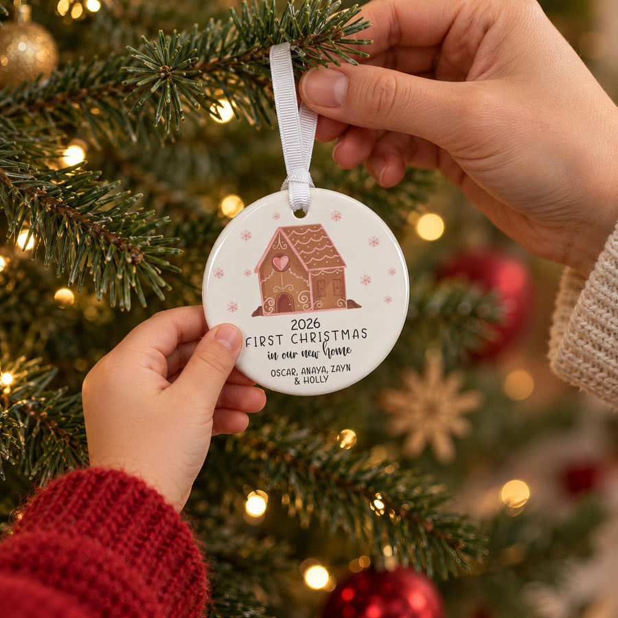 Personalised Gingerbread House Ceramic Bauble - photo of the finished product