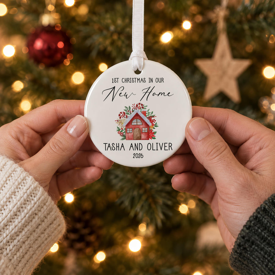 Personalised Red House Ceramic Bauble - photo of the finished product