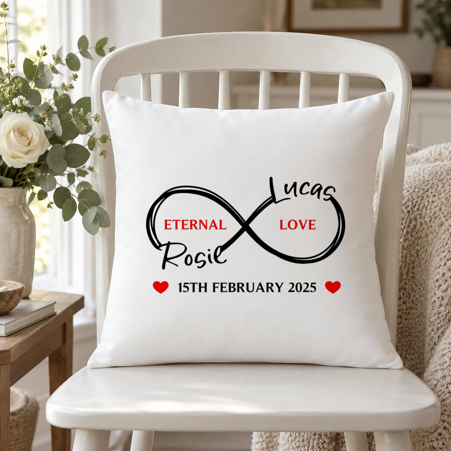Personalised Eternal Love Cushion Cover - photo of the finished product
