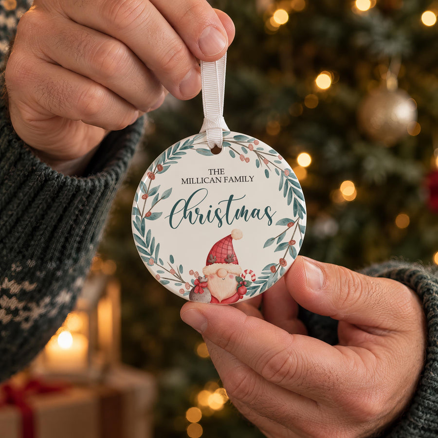 Personalised Gonk Design Ceramic Bauble - photo of the finished product