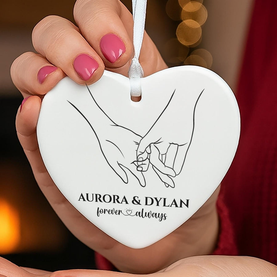 Personalised Forever and Always Ceramic Heart Ornament - photo of the finished product