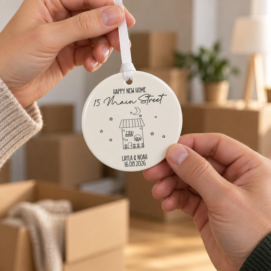 Personalised House Number Ceramic Bauble - photo of the finished product
