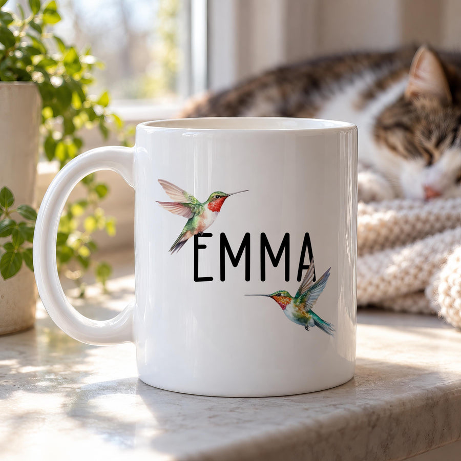 Personalised Hummingbird Bird Nerd Ceramic Mug - photo of the finished product