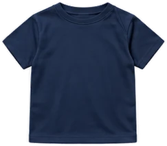 Baby size, back of a navy tee: dashed box shows the 12 x 16 cm name and number area
