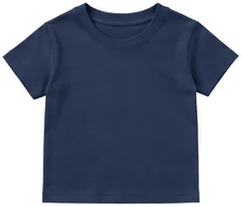 Baby size, front of a navy tee: dashed box shows a design up to 10 cm wide