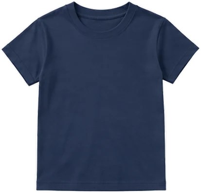 Youth size, front of a navy tee: dashed box shows a design 21-25 cm wide