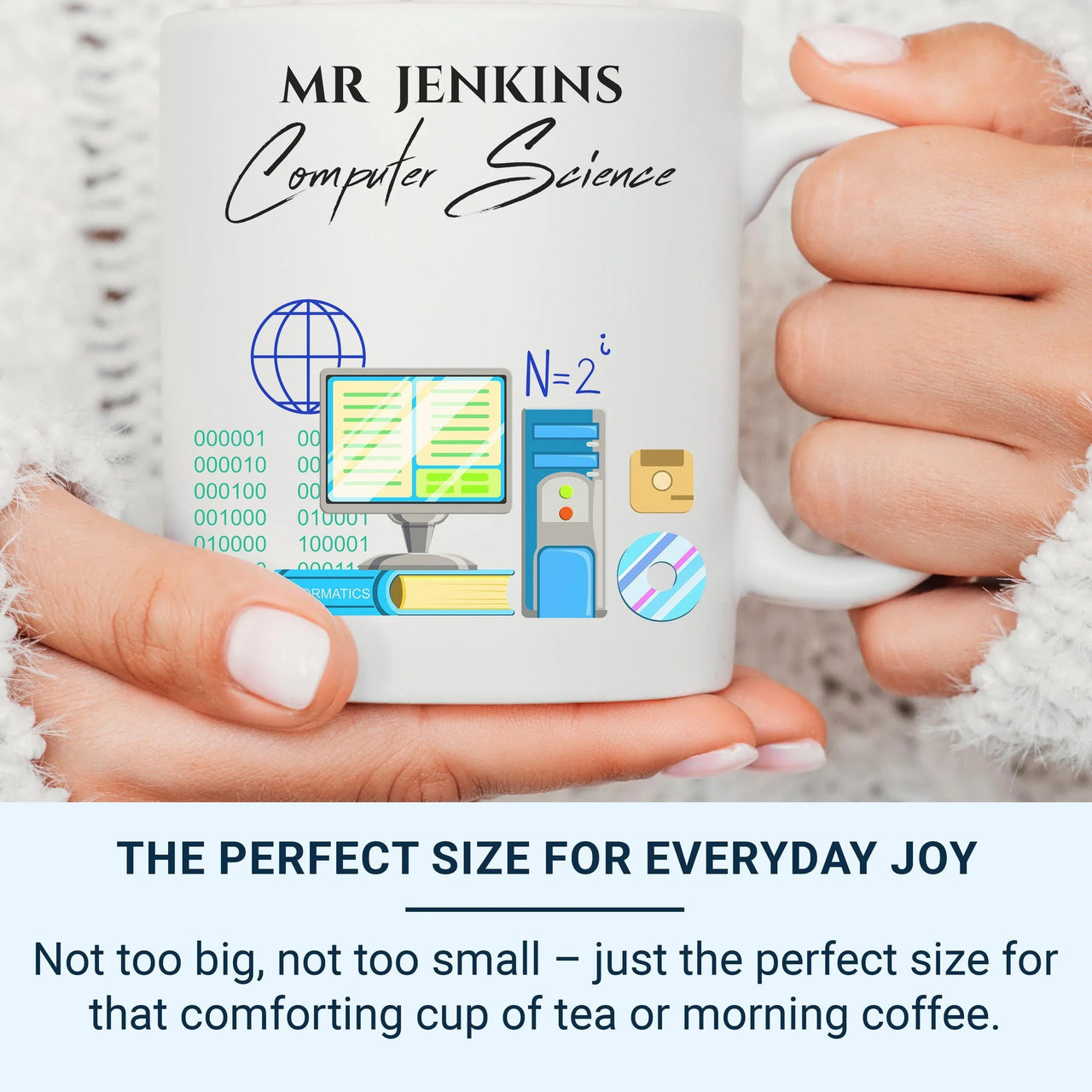 Personalised Teacher Mug - Computer Science Mug with Surname & Tech Icons - IT Teacher Gift