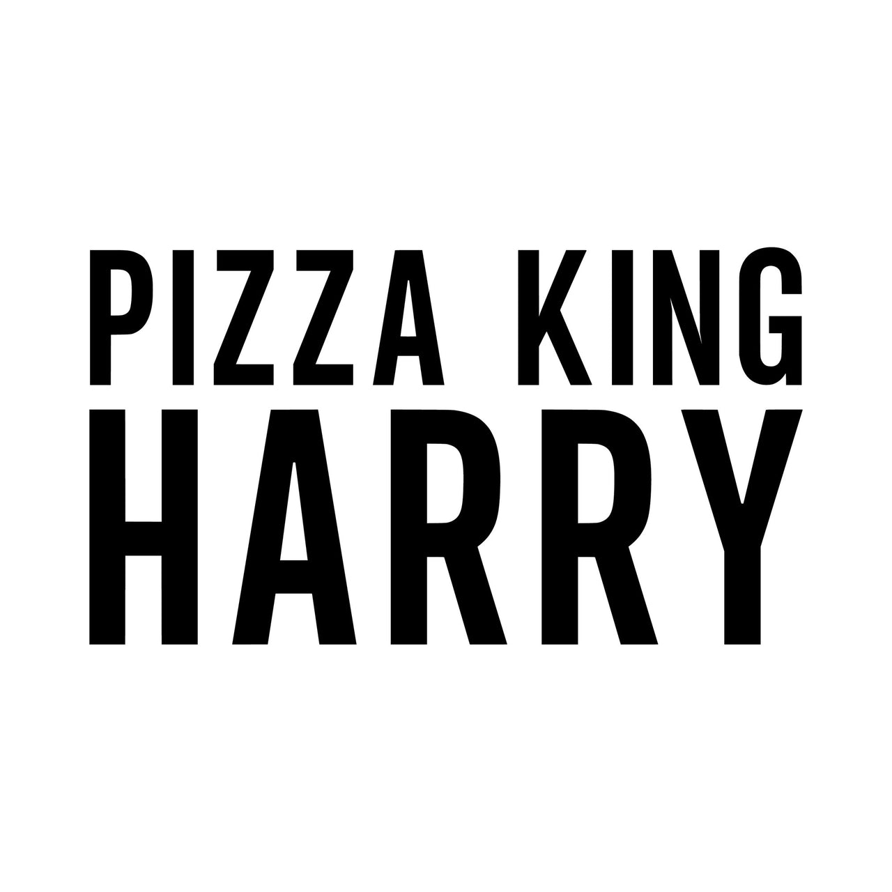 Pizza King name iron-on design: black PIZZA KING HARRY lettering on white