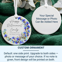 Retirement Floral Ornament - Two-Sided Keepsake with Custom Back for Message