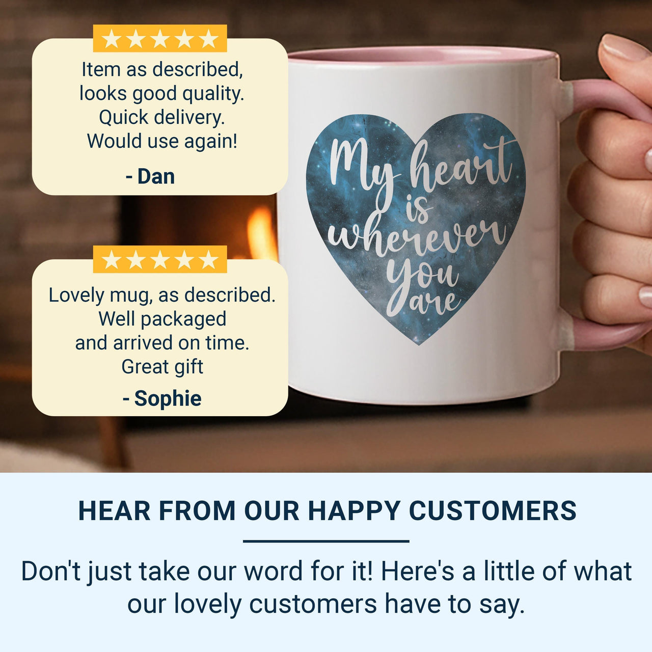Galaxy Heart Mug Personalised with Romantic Quote _ Custom Name for Anniversary and Valentine Gift
