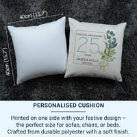 Personalised 25th Anniversary Cushion - Silver Milestone Keepsake with Names & Dates