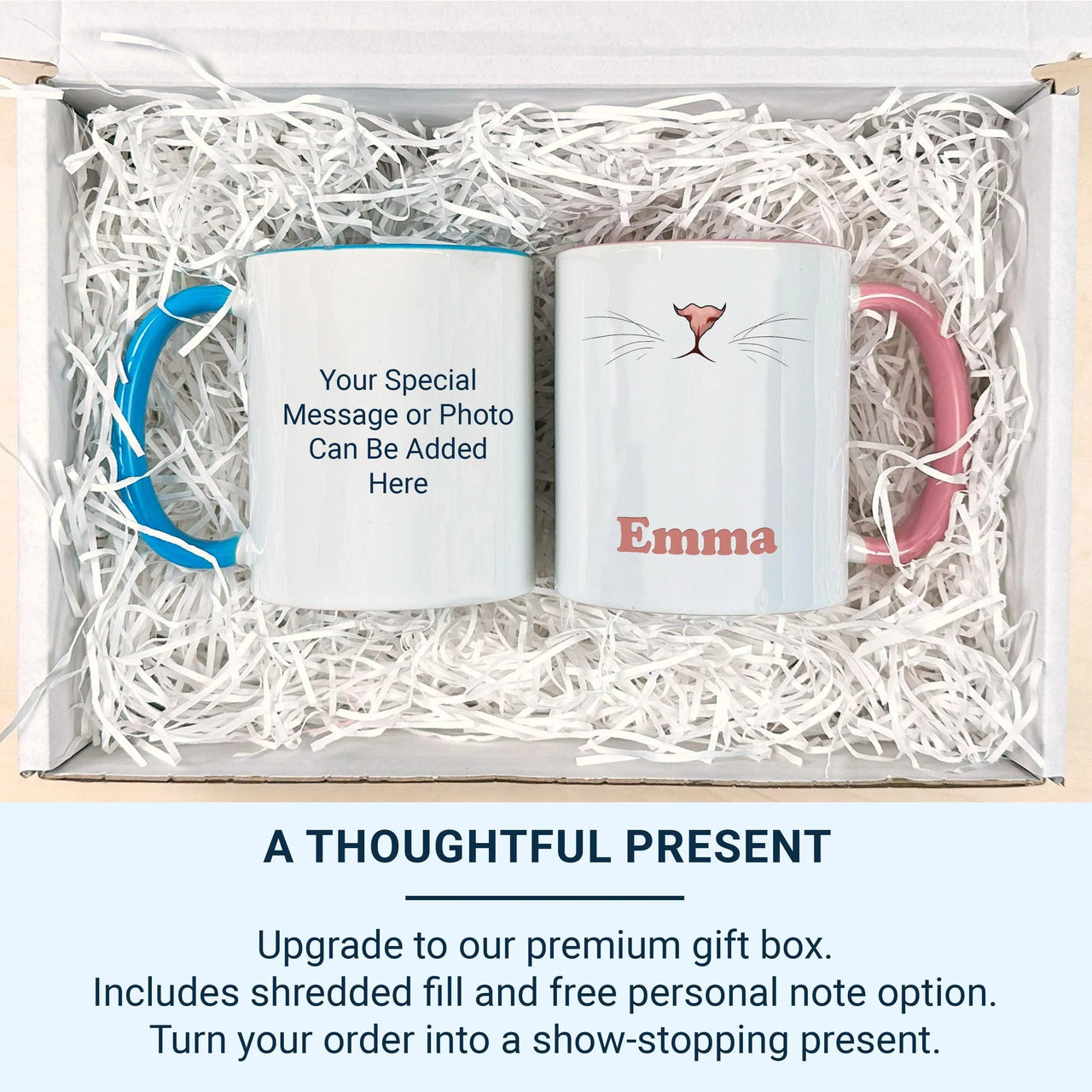 Personalised Cat Mug – Cute Pink Cat Nose Cup with Whiskers Design & Bold Name