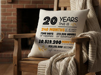 Personalised 20th Anniversary Cushion - Timeless Love & Commitment Milestone Keepsake