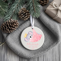 Sleeping Koala Baby Ornament - First Christmas Keepsake with Crown for Newborn Boys & Girls