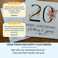 Personalised 20th Anniversary Cushion with Names - Heart Detail Milestone Keepsake for Couples