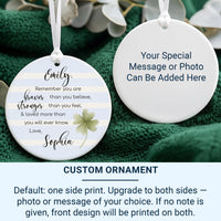 Motivational Ornament - Clover Keepsake with Quote for Encouragement & Friendship