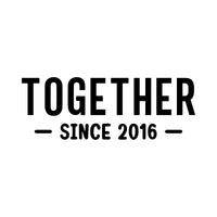 Together Since iron-on design: black TOGETHER SINCE 2016 lettering on white