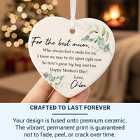 Mother Day Poem Heart Ornament - Floral Keepsake with Name & Distance Message DENMARY