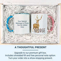 Personalised Name Mug – Watercolour Deer Design | Custom Coffee Mug For Nature Lovers