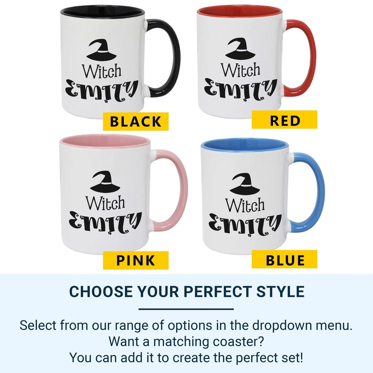 Personalised Witch Mug – Custom Name Ceramic Coffee Cup | Halloween Gift