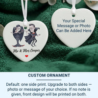 Vampire Couple Heart Ornament - Playful Mr & Mrs Keepsake with Names for Fun Love