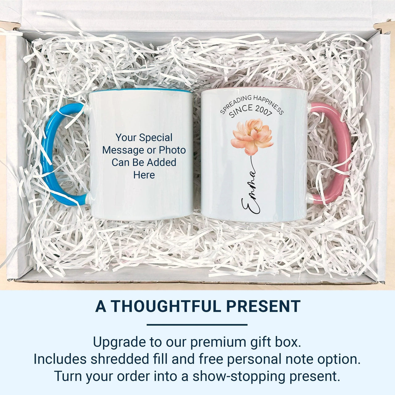 Personalised Birth Year Mug – Custom Name Floral Watercolour Coffee Cup Gift