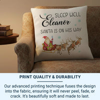 Personalised Christmas Cushion – Santa Sleigh Cushion with Custom Name & Plush Pillow