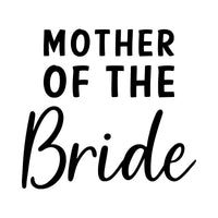 Black wedding iron-on design with capitals and a script Bride word on a white background