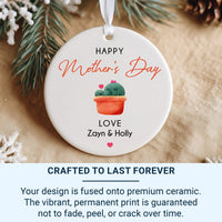 Cactus Mother Day Ornament - Playful Keepsake with Hearts & Names for Mum