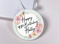 40th Birthday Ornament - Floral Keepsake with Name for Milestone Celebration