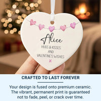 Valentine Heart Ornament - Watercolour Hearts Keepsake with Name & Message DENMARY