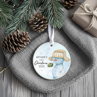 Snowman Baby Ornament - First Christmas Keepsake with Name and Year for Boys & Girls