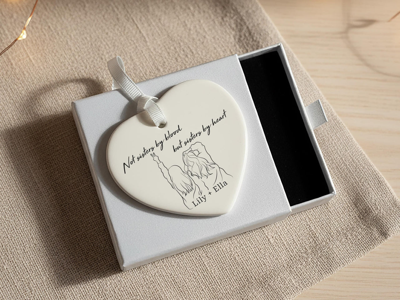 Personalised Best Friends Ornament - Sisters by Heart - Gift for Bestie - Friendship Present - Birthday or Christmas Gift