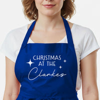 Personalised Christmas Apron – Custom Family Name | Adjustable Kitchen Apron Gift
