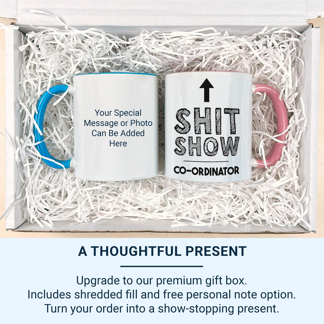 Shit Show Coordinator Mug - Funny Office Work Humour with Arrow - Manager, Team Lead and Chaos Wrangler Desk Gift