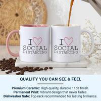 Funny Social Distancing Mug _ Introvert Humour Gift with Heart Design