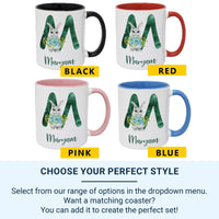 Personalised Easter Initial Mug – Letter Monogram with Bunny and Spring Florals – Name Keepsake for Baskets and Egg Hunts