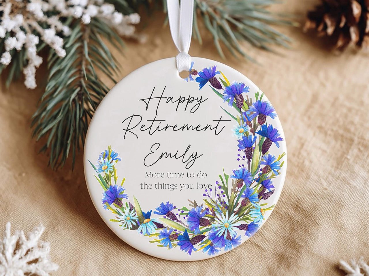 Retirement Floral Ornament - Two-Sided Keepsake with Custom Back for Message