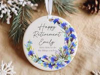 Retirement Floral Ornament - Two-Sided Keepsake with Custom Back for Message