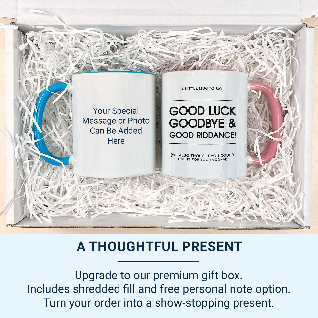 Good Luck, Goodbye and Good Riddance Mug – Hilariously Rude Leaving Gift for Colleagues – New Job Farewell Office Humour