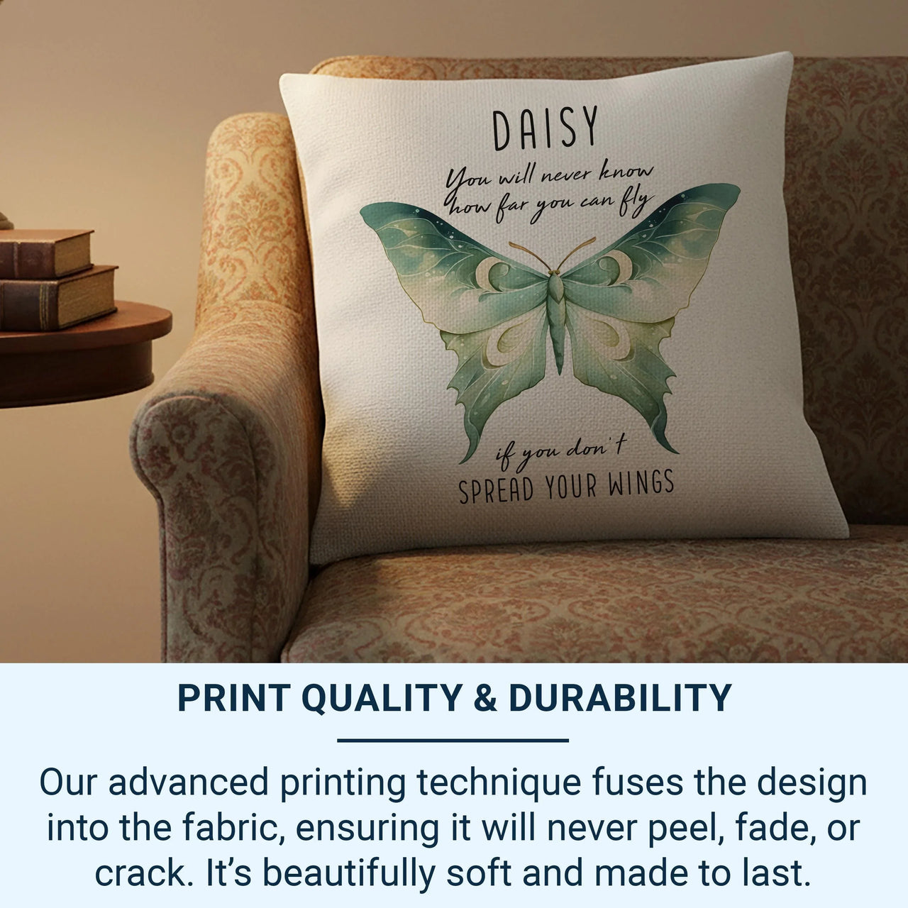 Personalised Butterfly Cushion – Custom Name Cushion | Motivational Gift Pillow DENMARY