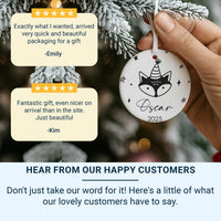 Fox Party Ornament - Playful Kids Keepsake with Stars & Name for Christmas Tree