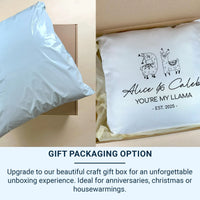 Personalised Llama Cushion – Romantic Couple Gift With Custom Name & Date