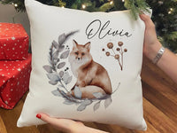 Personalised Fox Cushion – Watercolour Woodland Cushion with Name | Kids Nursery Pillow