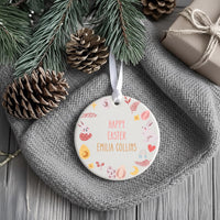 Easter Pastel Ornament - Family Keepsake with Name & Bunny Egg Motifs
