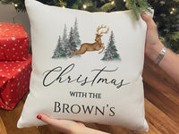 Personalised Christmas Family Cushion - Minimalist Reindeer Design - Xmas Decor - Perfect Gift for Friend - Unique Stocking Filler