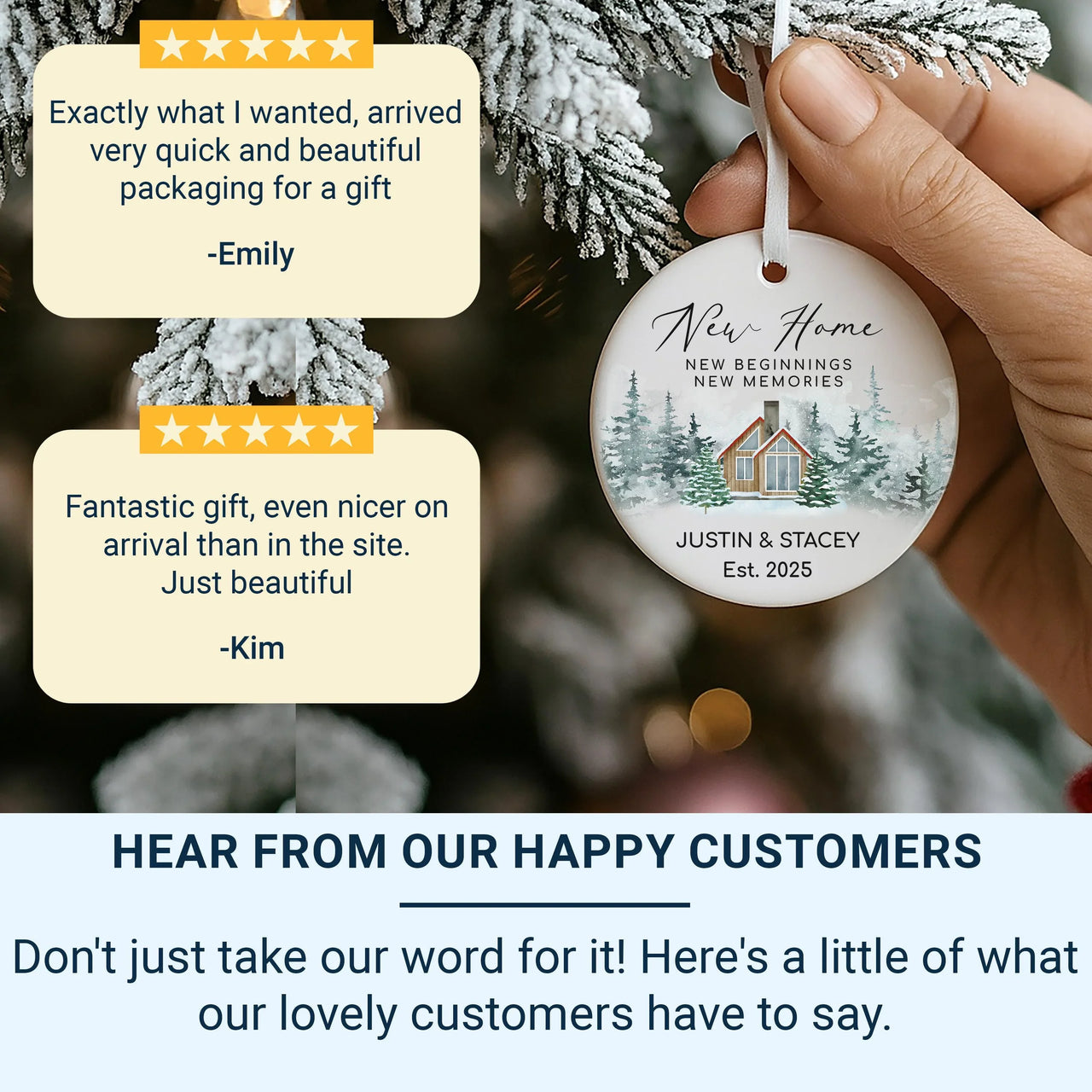 Personalised New Home Christmas Ornament 2025 - Ceramic Bauble with Names - New Beginnings, New Memories - Keepsake Hanging Gift