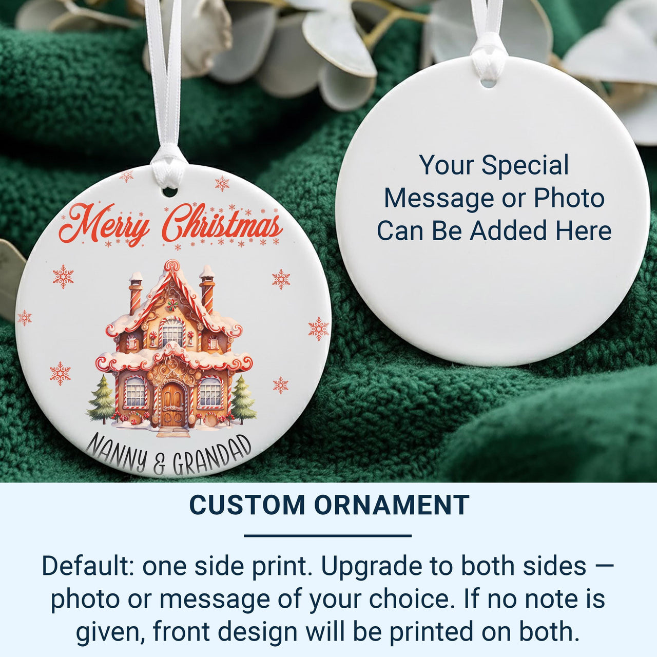 Nanny Grandad Gingerbread Ornament - Snowflake Keepsake for Christmas Tree