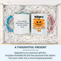 Personalised Halloween Mug – Pumpkin Jack O Lantern with Spooky Bats for Kids